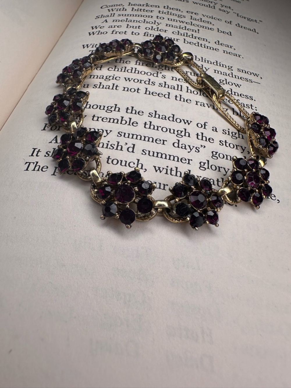 Vintage garnet glass Flower Bracelet - Women Jewelry